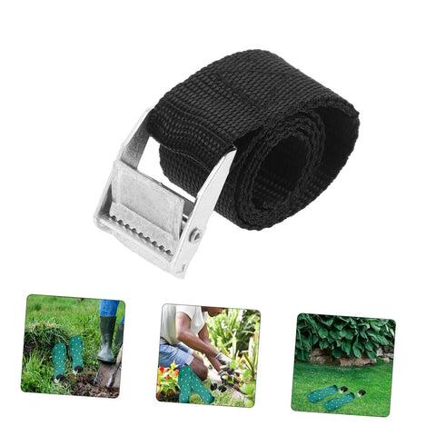 8 Pcs Lawn Aerator Shoes Straps Durable Fixing Bands For Gardening Footwear, heavy-duty metal strap and lawn use demonstration images.
