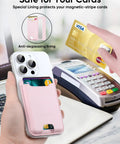 Premium Leather Phone Card Holder Wallet Stick On With 3M Adhesive For Back Of Phone Case RFID Blocking Fits 4 Cards Compatible