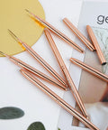 Gold Metallic Nail Art Pens And Liner Brush Set 5Pcs Premium Pro Grade Nail Tools with 5mm to 25mm sizes on magazine