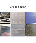 Effect display of clear imprints made with Durable Manual Metal Stamping Machine For Aluminum Brass Plates on various metal surfaces.