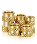 40 Pack One Quarter Inch Brass Heat Set Threaded Inserts With UNC Knurled Nuts For One Quarter Twenty Threads, 8x8mm Length