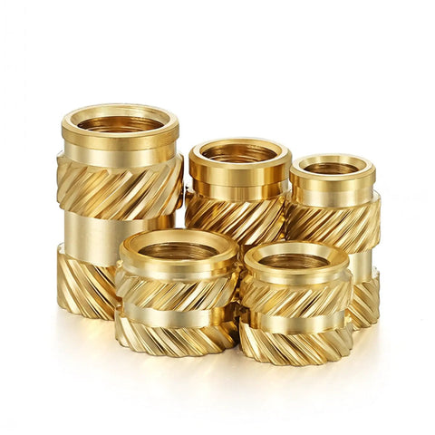 40 Pack One Quarter Inch Brass Heat Set Threaded Inserts With UNC Knurled Nuts For One Quarter Twenty Threads, 8x8mm Length