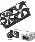 Built Tough Radiator Cooling Fan Assembly Drops Right In For Mitsubishi Lancer De Es Se Gt Gts 2008 Through 2017 top view with dual fans.