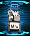 Slick And Solid Dc Dc Buck Converter Step Down Voltage Regulator Module 6V To 32V To 5V With Usb Quick Charge Port and screw terminals, top view.