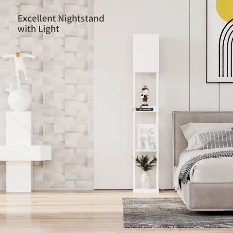 Floor Lamp With Shelves Modern Square Standing Shelf Light For Living Room Or Bedroom Three Color Temperature LED Bulb