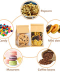 Tin Tie Bakery Bags With Window, 50 Pack Resealable Cookie Bags For Grab And Go Muffins, Granola, Candies, Scones, Brownies 8.2x3.9x3.1 Inch