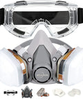 Reusable Half Face Respirator Mask Kit For Painting And Woodworking, Welding And Metal Cutting PPE With Dual Filters, goggles visible