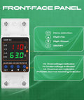 Adjustable Voltage Protector Built Tough With 110V And 1 To 63A Smart Circuit Breaker Overcurrent Protection Low Voltage Cutoff 80 To 110V High Voltage Cutoff 130 To 150V DIN Rail AC Disconnect front panel with digital display