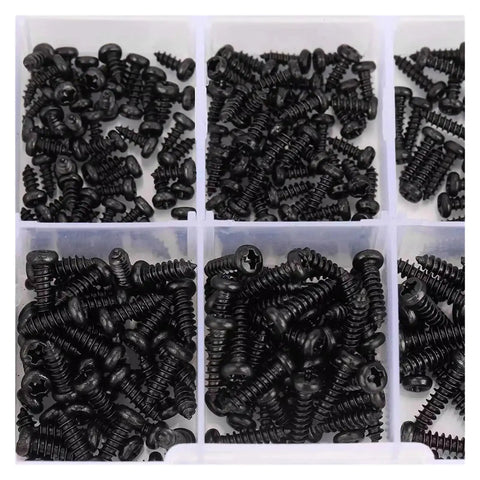 400 Piece Cross Pan Head Wood Screws Set Stainless Steel Self Tapping M2 And M2.6 Assortment Kit in box compartments