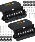 7 Way Trailer Junction Box Weatherproof Wiring Connector Kit With 7 Color Coded Wires For RV Camper Caravans And Trailers