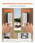 No Battery Needed Mechanical Keyless Entry Door Lock With 14 Key Set Single Side Stainless Steel Waterproof Gate Lock installation