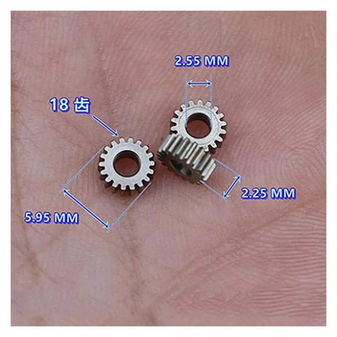 0.3 Module Planetary Gearbox Gear, 5.95mm Diameter, 2.55mm Inner Hole Bore, 18 Teeth held for scale in hand
