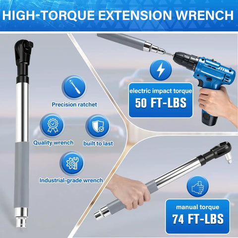 1/2 Inch Offset Extension Wrench Impact Rated Ratchet Adapter For Electric Drill with precision ratchet and electric torque.