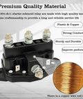 Beefed Up Starter Solenoid 12V 6 Terminal Relay Switch with plastic and copper materials, showing strong conductivity and durability