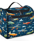 Cartoon Airplane Print Travel Toiletry Bag For Women And Men Large Cosmetic Makeup Organizer with multiple pockets