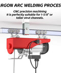 Six Wheel Trolley Assembly For Electric Hoist With Silent Rollers Easy Installation Compatible With Unistrut displayed in use.