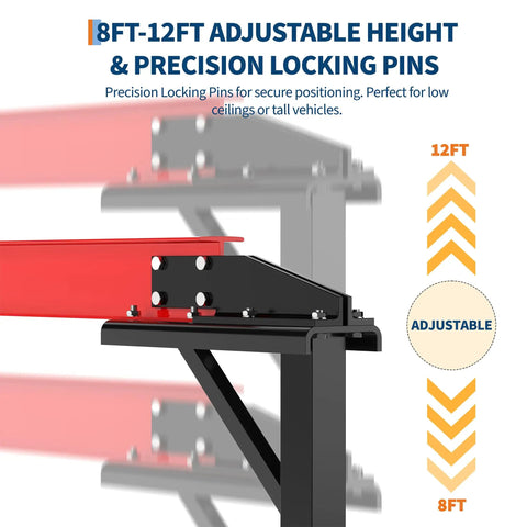 Beefy 1 Ton Gantry Crane With Manual Trolley And Hook Sling, adjustable height, precision locking pins from 8 to 12 feet