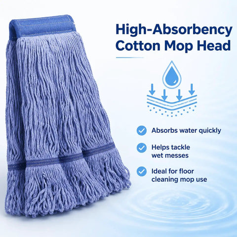 2 Pack Workhorse Mop Head Replacement For Commercial Floor Cleaning Ultra Absorbent Wet Mop Head with features listed