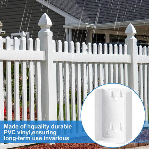 20 Pack White Vinyl Fence Rail Mount Brackets U Mount Bracket Kit for Railings Fences Walls 2 Inch by 3.5 Inch durable outdoor hardware