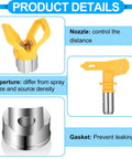 Heavy Duty Airless Paint Spray Gun 3 Pack With 513 515 519 Tips features nozzles, apertures, and gaskets for efficient painting.
