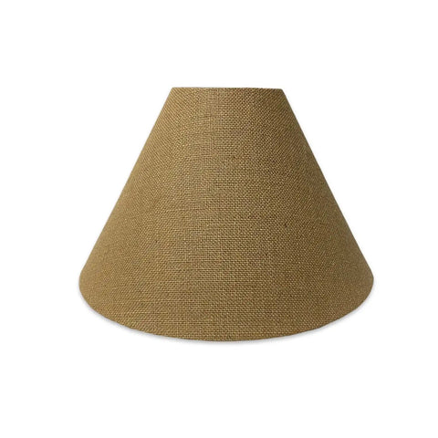 Hardback Lamp Shade Burlap Exterior With Off White Lining 5 X 14 X 9.5 Inches, showed angled side view.