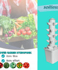 Hydroponic Vertical Garden System For Indoor Growing featuring a soilless white tower and fresh harvested vegetables nearby