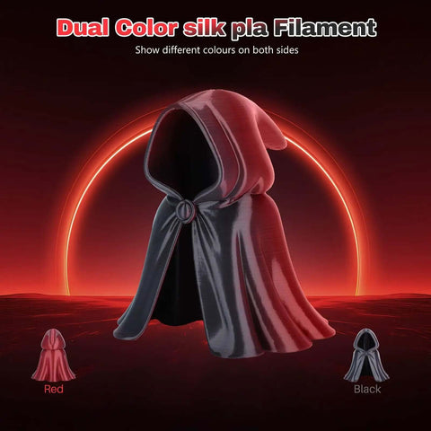 Silk Dual Color 1.75mm PLA Filament For 3D Printing Black And Red Coextrusion Slick Silk Finish Hooded Figure Display