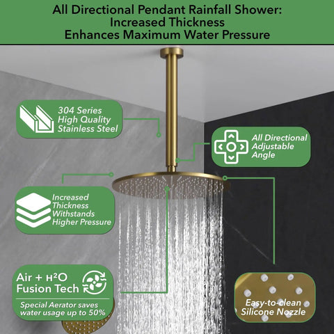 Super Sleek Thermostatic Shower System In Brushed Gold With Push Button Diverter For Smooth Temp Control No Drama Setup Straight Fire Look For A Total Bathroom Glow Up