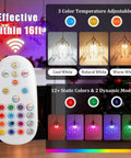 Total Game Changer Two Piece Crystal Chandelier Set Battery Powered With Zero Hassle Setup Remote Control Dimmable Rgb Pendant Lights showcasing remote and color options.