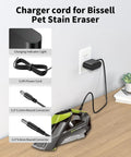 10V Charger For Bissell Pet Stain Eraser Cordless Handheld Carpet Cleaner Replacement Power Adapter plugged into wall