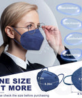 Woman wearing blue KN95 mask, non-medical, skin-friendly, comfortable fit from Five Layer KN95 Face Masks Pack Of 30 Individually Wrapped.