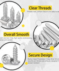 Built Tough Heavy Duty Stainless Steel Button Head Torx Sheet Metal Screws Security Tamper Proof Fasteners With T25 Bits For Garage Work And Outdoor Renovations 50 Pack showcasing smooth threads and secure button head design.