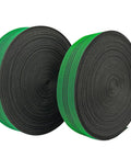 Hella Tough One Point Eight Inch Latex Upholstery Webbing Repairs Sagging Couch And Chair Seats Stops Bottoming Out With Solid Rubber Stretch Reliable For Hammocks And Fast DIY Household Fixes, green and black webbing rolls.
