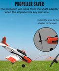 Diagram showing Three Pack F4U RC Plane Propellers with Prop Savers and Adapters for T28 and P51 style RC aircraft installation.