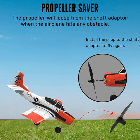 Diagram showing Three Pack F4U RC Plane Propellers with Prop Savers and Adapters for T28 and P51 style RC aircraft installation.