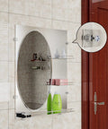 Foolproof Mirror Holder Kit Boasting 22 Slick Clear Plastic Clips With Heavy Duty Screws Crafted For 3 16 Inches Of Glass Panels And Hassle Free Door Framing Installations, shown securing an oval bathroom mirror.