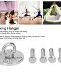 304 Stainless Steel Ceiling Mount Hook For Hammocks And Swings, Beefy 500Kg Load Capacity, Anti Rust Hanging Hardware For Aerial Yoga, Yoga Hammock And Outdoor Swing Mount DG-08, round plate with 4 bolts