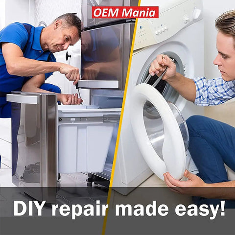 Two men performing appliance maintenance with Replacement Workhorse Refrigerator Water Inlet Valve OEM Style IMV8100.