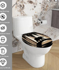 Elongated Toilet Seat Resin for Bathroom on white toilet with bear design, showcasing ergonomic shape and easy installation.