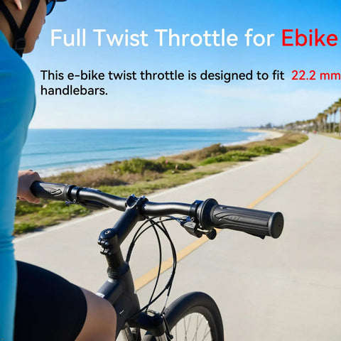 Full Twist Ebike Throttle Grip 12V To 72V With 3 Pin Waterproof Connector Fits 22.2mm Handlebar No Tool Needed Install For Instant Power And Smooth Control Compatible With Ridstar Q20 And Electric Scooters