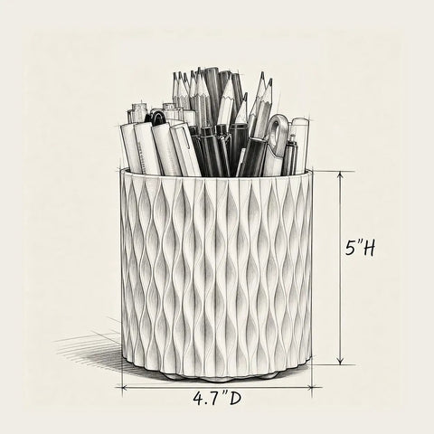 Rotating Desk Pen Organizer With Five Slots Spinning Pencil Cup For Office Home School And Craft Room White Finish 360 Degree Base