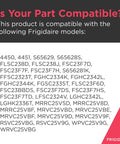 Compatibility chart for Replacement Refrigerator Door Shelf Bin 241505301 with Frigidaire model numbers listed in black text.