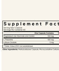 Supplement facts of Lithium Calm Plus Supplement With Lithium Orotate, Magnesium Glycinate And Oxide, And L Theanine, 60 Capsules