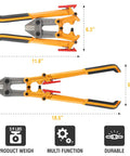 Power Grip 18 Inch Bolt Cutter With Folding Handles For On The Go Jobs Heavy Duty CR MO Steel Cutting Heads Built To Last