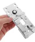 Two Pack Metal Sectional Couch Connectors For Sofa Furniture Heavy Duty Silver Brackets to secure connections shown in hand
