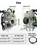 Rancher 350 ATV Carburetor Kit With Air Filter And Oil Filter For Honda Fourtrax 2000 Through 2006, intake and air filter side dimensions