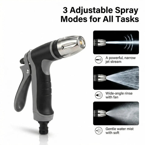 Cordless Pressure Washer Gun With 360 Degree Rotating Nozzle, Three Spray Modes, Durable Stainless Steel Build, Lightweight Ergonomic Grip