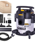 Ultra Quiet 5 Gallon Wet Dry Shop Vacuum with Stainless Steel Tank 4 HP Heavy Duty Beast Complete Accessory Kit 6 Dust Bags