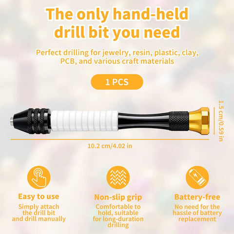 Badass Ergonomic Pin Vise Hand Drill Kit With 18 Piece Micro Drill Bits 0.6Mm To 2.5Mm Non Slip Comfort Grip for fine detailing.