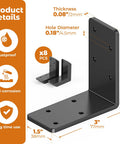 Heavy Duty 8 Pack 3x3 Inch L Brackets Galvanized Corner Braces For Wood Shelves And Furniture with product details shown